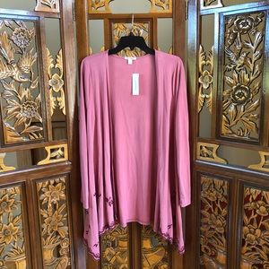NWT Miami Rose Floral Embroidery Drape Cardigan